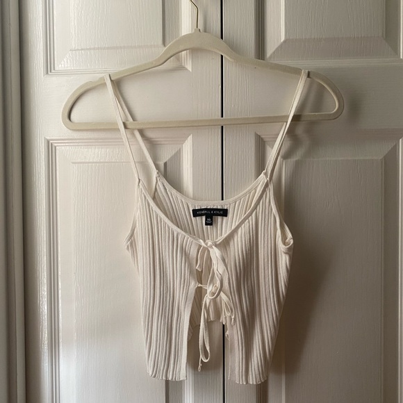 Kendall & Kylie slinky white cropped tank with ties - Picture 1 of 1